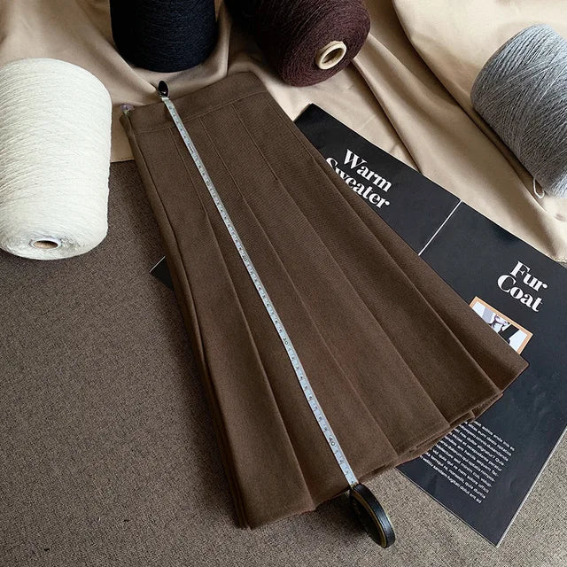 Women's Autumn Winter Pleated Skirt Thicken High Waist Slimming Fit XS To 2XL A-line Safety Short Skirts Solid Color Dropshiping