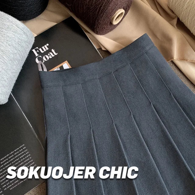 Women's Autumn Winter Pleated Skirt Thicken High Waist Slimming Fit XS To 2XL A-line Safety Short Skirts Solid Color Dropshiping