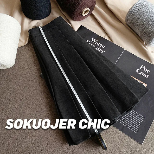 Women's Autumn Winter Pleated Skirt Thicken High Waist Slimming Fit XS To 2XL A-line Safety Short Skirts Solid Color Dropshiping
