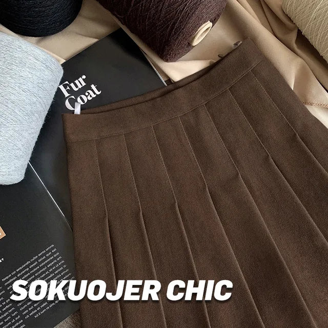 Women's Autumn Winter Pleated Skirt Thicken High Waist Slimming Fit XS To 2XL A-line Safety Short Skirts Solid Color Dropshiping