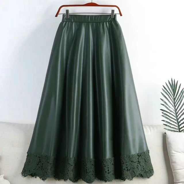ZANZEA Women's Skirts Zipper PU Fashion High Waist A-line Skirt Office Ladies 2023 Spring Casual Solid Bottom Femme Oversize