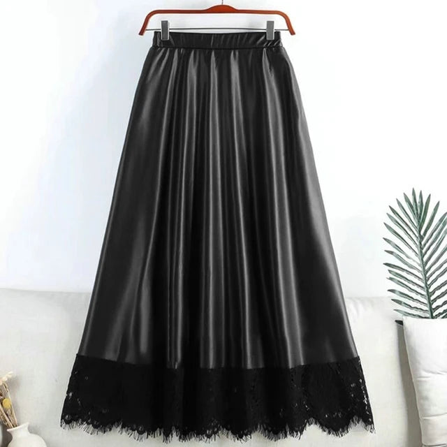 ZANZEA Women's Skirts Zipper PU Fashion High Waist A-line Skirt Office Ladies 2023 Spring Casual Solid Bottom Femme Oversize