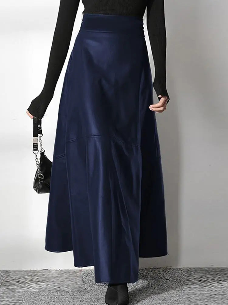 ZANZEA Women's Skirts Zipper PU Fashion High Waist A-line Skirt Office Ladies 2023 Spring Casual Solid Bottom Femme Oversize